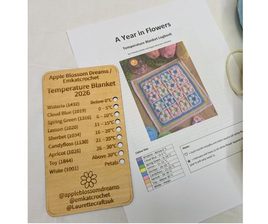 Crochet Temperature Blanket Printout with Wooden Shade Card